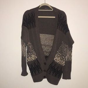 Oversized Printed Vince Wool Cardigan